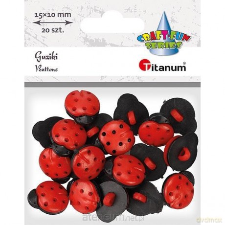 Guziki plastikowe biedronki 13x15mm 20szt