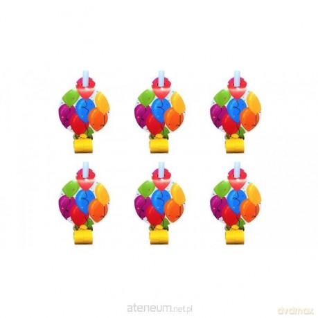 Gwizdki rozwijane z medalionem Balony 6szt