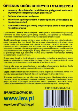 Opiekun osób chorych i starszych. Słownik tematyczny polsko-angielski, angielsko-polski wraz z rozmówkami [KSIĄŻKA]
