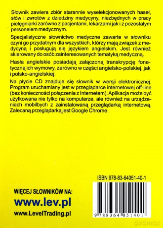 Kieszonkowy slownik dla pielęgniarek i personelu medycznego polsko-angielski, angielsko-polski [KSIĄŻKA]+[CD]