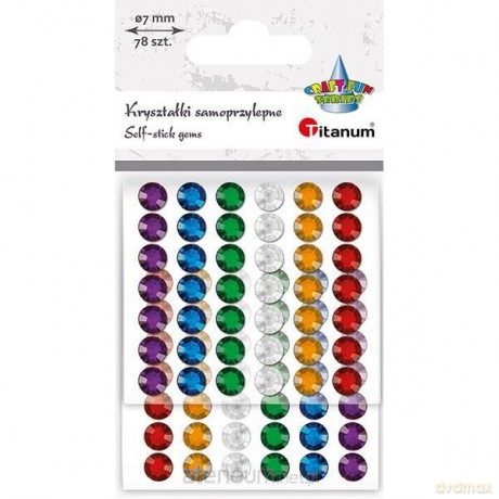 Kryształki samoprzylepne okrągłe 7mm 78szt mix