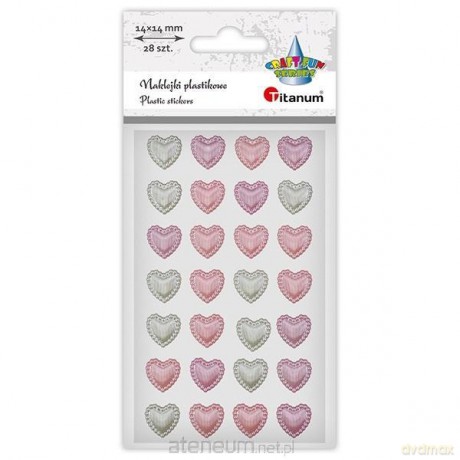 Naklejki plastikowe serca 14x14mm 28szt mix