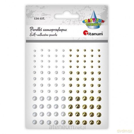Perełki samoprzylepne okrągłe 120szt białe złote