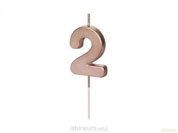 Świeczka urodzinowa 2 różowe złoto 4.5cm