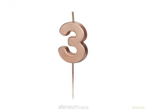 Świeczka urodzinowa 3 różowe złoto 4.5cm