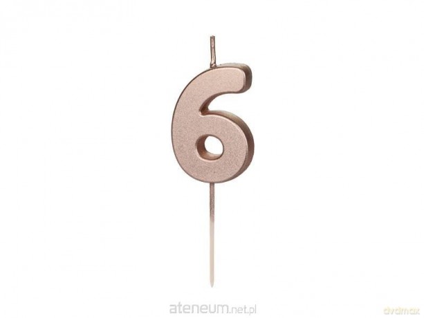 Świeczka urodzinowa 6 różowe złoto 4.5cm