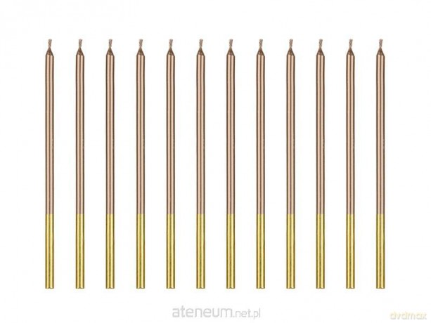 Świeczki urodzinowe różowe złoto 14 cm 12szt