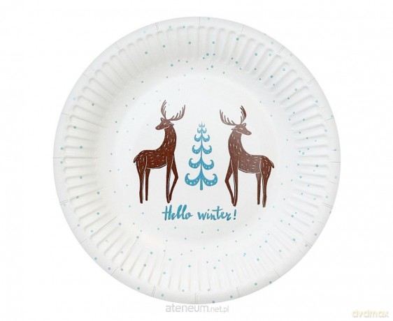 Talerzyki papierowe Hello Winter białe 18cm 6szt