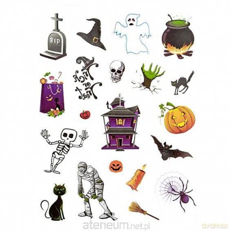 Tatuaże zmywalne Halloween 23szt kolorowe