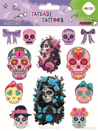 Tatuaże zmywalne Pink skulls