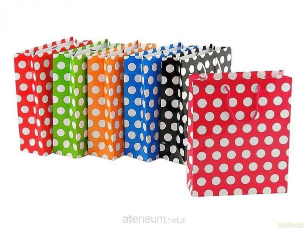 Torebka prezentowa w kropki 32x26x10cm MIX
