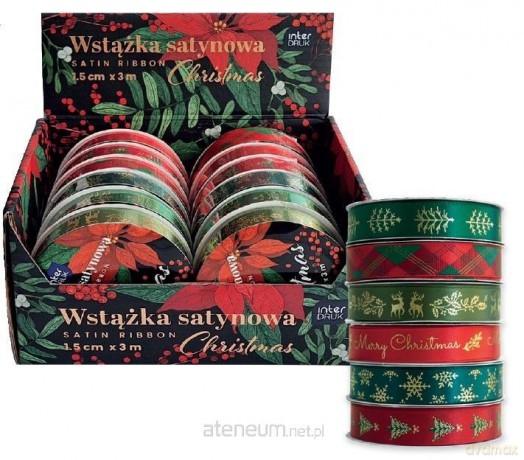 Wstążka satynowa 3m Christmas (12szt)