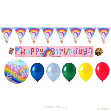 Zestaw dekoracji Happy Birthday Jednorożec 10szt