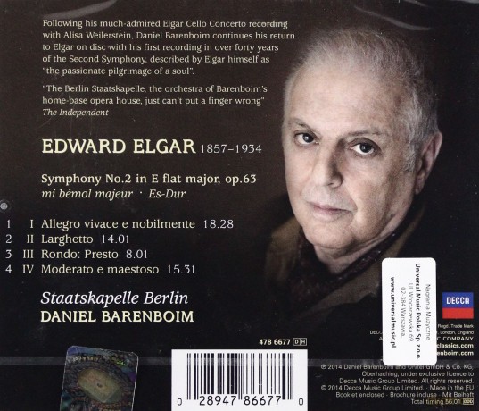 Daniel Barenboim: Elgar Symphony No.2 [CD]