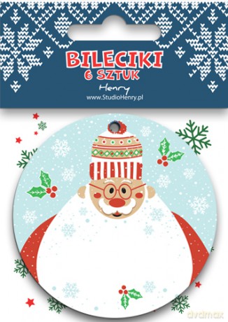 Bileciki do prezentów Mikołaj z brodą