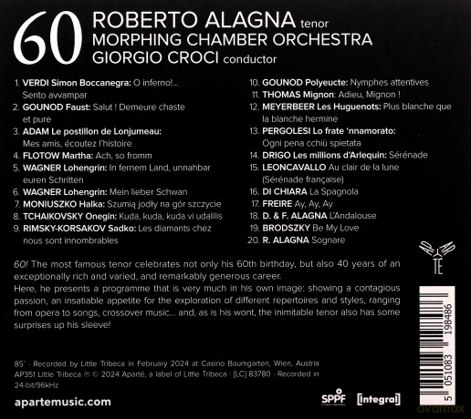Roberto Alagna Morphing Chamber Orchestra Giorgio Croci: 60 (digipack) [CD]