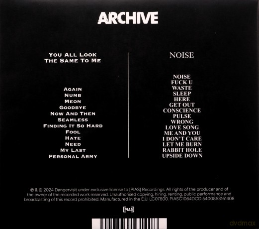 Archive: You All Look The Same To Me Noise (digipack) [2CD]