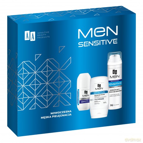 AA Zestaw prezentowy Men Sensitive Nowoczesna Męska Pielęgnacja (Żel po goleniu 100 ml+Pianka do golenia 200 ml+Antyperspirant 50 ml)