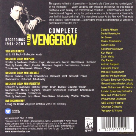 Maxim Vengerov: The Complete Warner Recordings [19CD]+[DVD]
