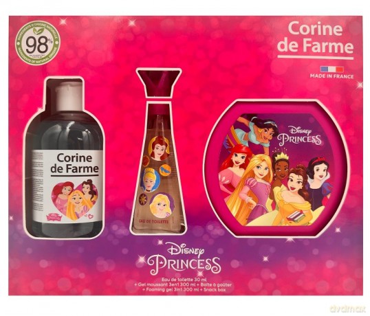 CORINE DE FARME Disney Zestaw prezentowy Princess (woda toaletowa 30ml + Żel pieniący 3w1 300ml + Pudełko na przekąski)