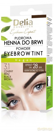DELIA EYEBROW EXPERT HENNA PUDROWA d/brwi 3.1 CZARNY BRĄZ saszet. 4g