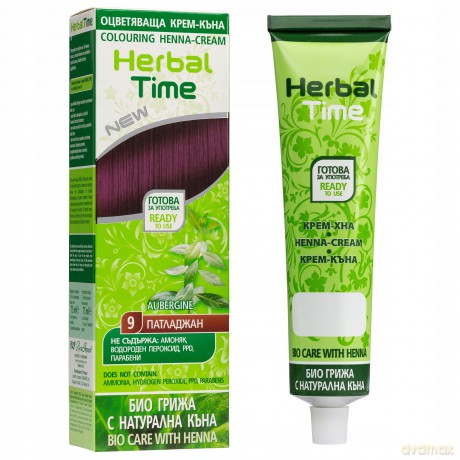 HERBAL TIME Henna do włosów naturalna 9 Bakłażan