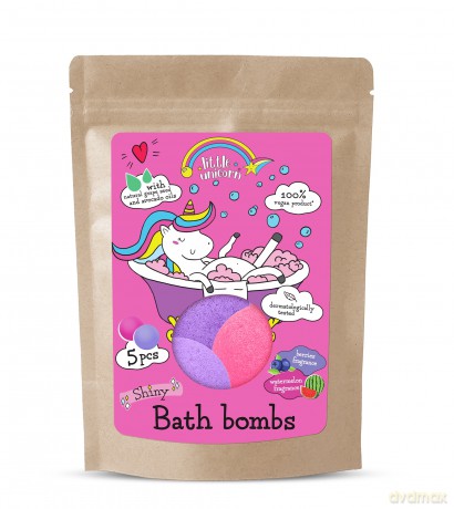 KIDS Little Unicorn Kule koloryzujące do kąpieli arbuz, jagoda 5 x 50g