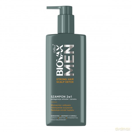 L`BIOTICA Biovax Men Szampon 2w1 do pielęgnacji włosów i zarostu - Detox 200 ml
