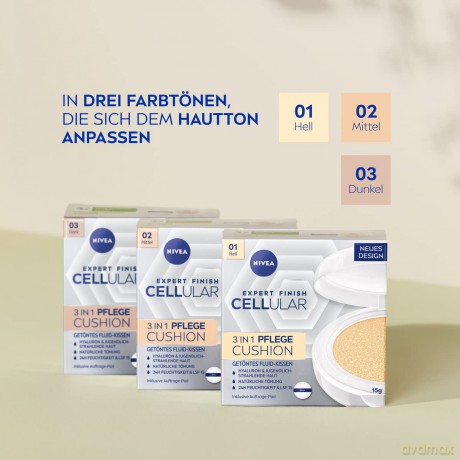 Nivea Caring toning cream in a sponge 3 in 1 Hyaluron Cellular Filler 15 g - Shade: 02 Medium dla kobiety