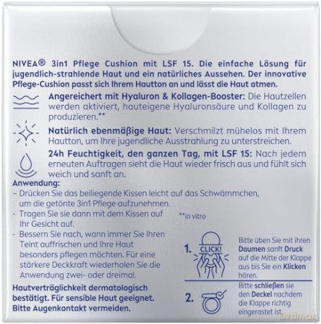 Nivea Caring toning cream in a sponge 3 in 1 Hyaluron Cellular Filler 15 g - Shade: 03 Dark dla kobiety