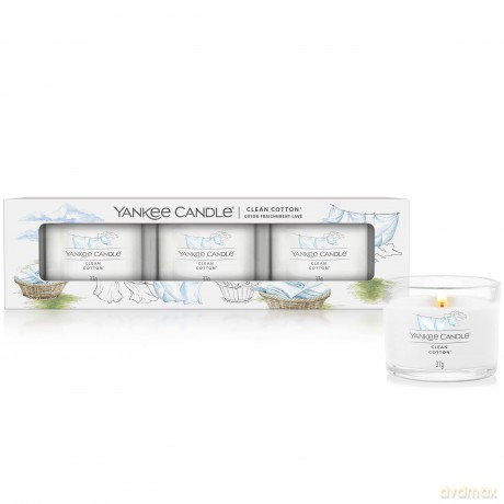 Yankee Candle Set of votive candles in glass Clean Cotton 3 x 37 g unisex