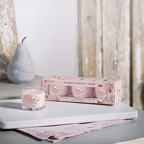 Yankee Candle Set of votive candles in Pink Sands glass 3 x 37 g unisex