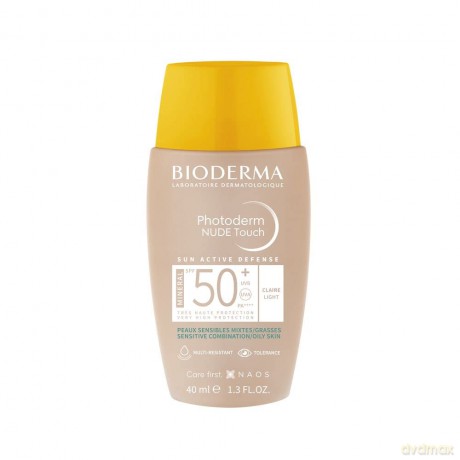 Bioderma Tinted protective fluid with the effect of natural makeup SPF 50 Photoderm Nude Touch Mineral 40 ml - Shade: Light dla kobiety