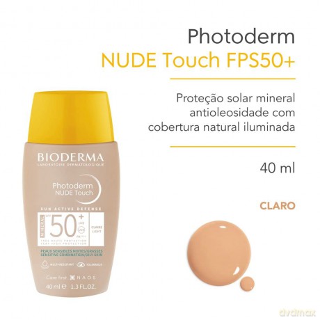 Bioderma Tinted protective fluid with the effect of natural makeup SPF 50 Photoderm Nude Touch Mineral 40 ml - Shade: Light dla kobiety