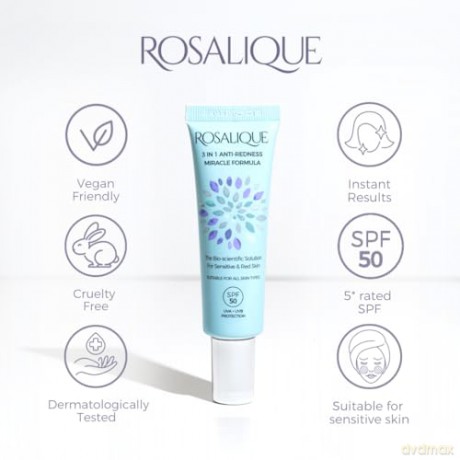 ROSALIQUE Cream against skin redness 3 in 1 Anti-Redness Miracle Formula SPF 50 30 ml dla kobiety