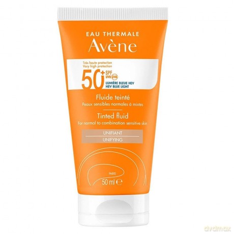 Avene Tinted suntan fluid for sensitive, normal to combination skin SPF 50+ Unifying (Tinted Fluid) 50 ml dla kobiety