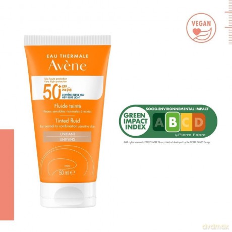 Avene Tinted suntan fluid for sensitive, normal to combination skin SPF 50+ Unifying (Tinted Fluid) 50 ml dla kobiety
