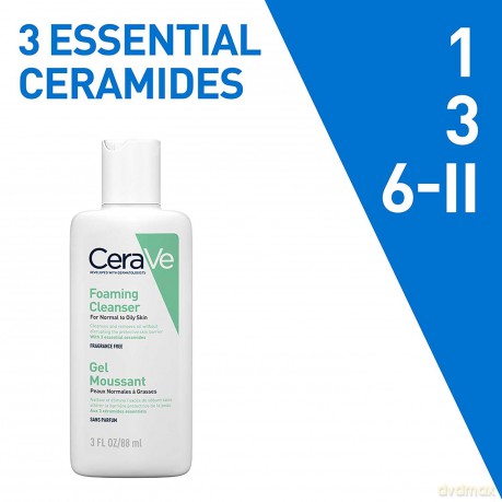 CeraVe Cleansing Foaming Gel for Normal to Oily Skin (Foaming Cleanser) - Volume: 88 ml unisex