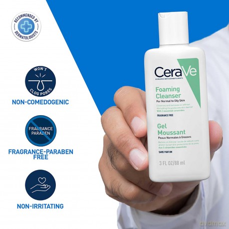 CeraVe Cleansing Foaming Gel for Normal to Oily Skin (Foaming Cleanser) - Volume: 88 ml unisex