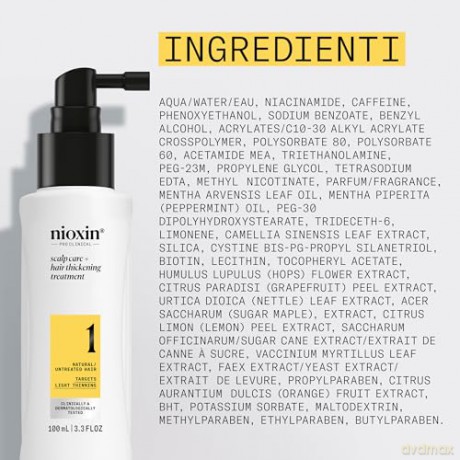 Nioxin Hair Treatment For Fine Slight Thinning Natural Hair System 1 (Scalp Treatment 1) 100 ml unisex