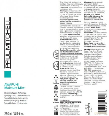 Paul Mitchell Moisturizing body spray and hair Moisture (Awapuhi Moisture Mist Hydrating spray) 250 ml dla kobiety