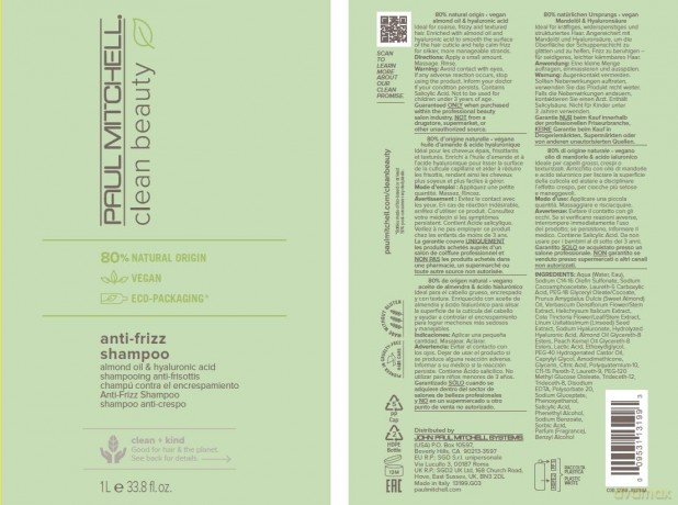 Paul Mitchell Shampoo for frizzy and unruly hair Clean Beauty (Anti-Frizz Shampoo) - Volume: 1000 ml dla kobiety