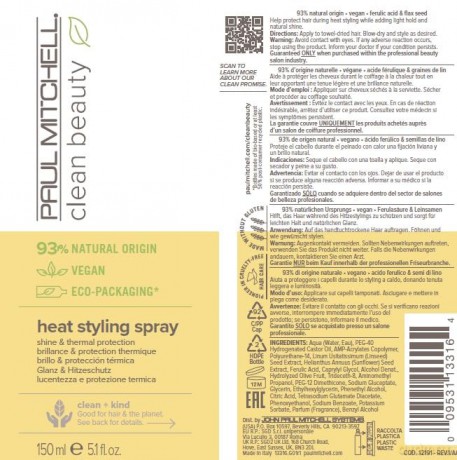 Paul Mitchell Thermal protection styling spray Clean Beauty (Heat Styling Spray) 150 ml dla kobiety