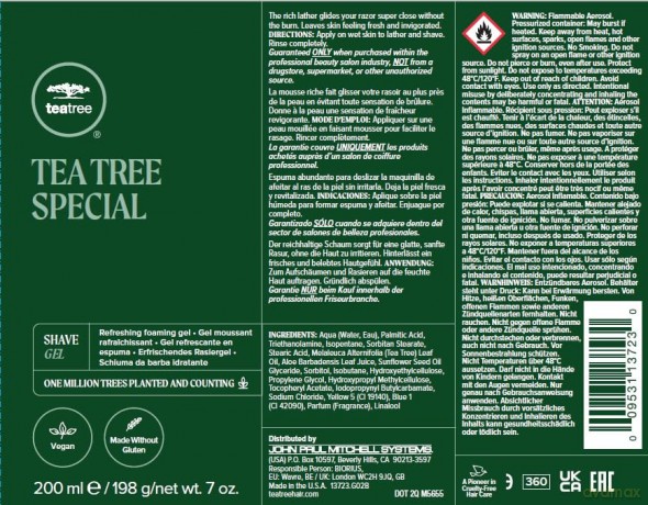 Paul Mitchell Tea Tree shaving gel (Shave Gel 200 ml) unisex