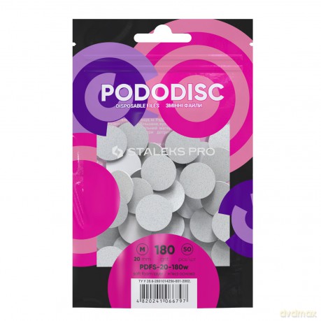 STALEKS Replacement sandpaper with foam for pedicure disc Pro M coarseness 180 (White Disposable Files With a Soft Foam Layer) 50 pcs unisex