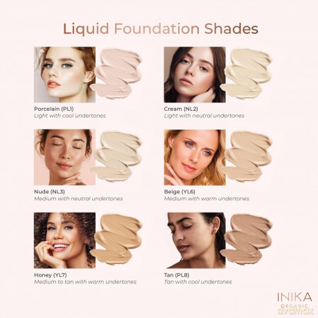 INIKA Organic Liquid make-up with hyaluronic acid (Liquid Foundation) 30 ml - Shade: Nude dla kobiety