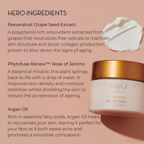 INIKA Organic Night cream with resveratrol Phytofuse Renew (Resveratrol Night Cream) 50 ml dla kobiety