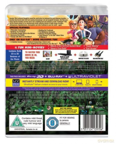 Cloudy with a Chance of Meatballs 2: Revenge of the Leftovers (Klopsiki Kontratakują) [Blu-ray 3D]+[Blu-Ray]