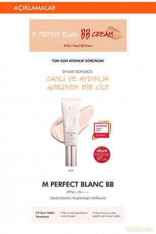 Missha Brightening BB Cream SPF 50 Perfect Blanc (Brightening BB Cream) 40 ml - Shade: 21 Vanilla dla kobiety