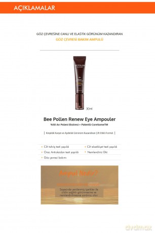 Missha Renewing eye serum Bee Pollen (Renew Eye Ampouler) 30 ml dla kobiety